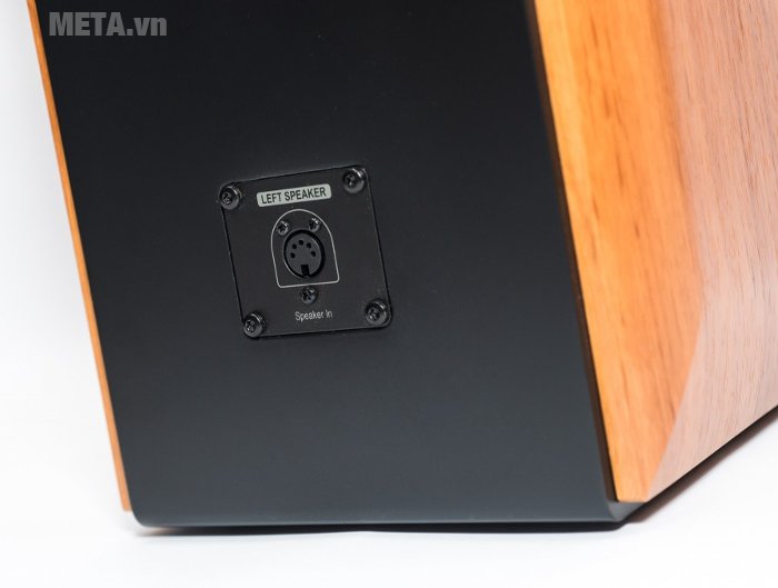 Loa trái mặt sau khá đơn giản khi chỉ có 1 cổng nhận tín hiệu 5 pin