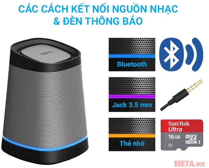 Loa Fenda W7 có khe cắm thẻ nhớ