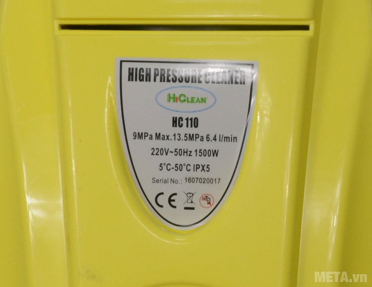 Thông số kỹ thuật của máy rửa xe cao áp HiClean HC 110 Thông số kỹ thuật của máy rửa xe cao áp HiClean HC 110