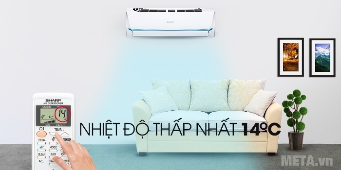 Điều hòa Sharp AH-A12UEW có thể đạt nhiệt độ ở mức thấp nhất 14 độ C