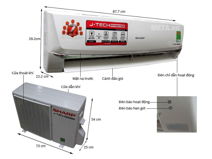Chi tiết về điều hòa Sharp Inverter 1.5 HP AH-X12UEW