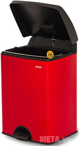 Thùng rác Inox đạp vuông nhỏ Fitis SPS1-906 - 15L (Đỏ)