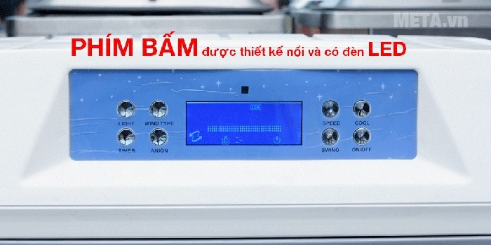 Chức năng làm lạnh, chế độ gió, điều chỉnh mức, hẹn giờ, lọc khí, quạt đảo chiều, tắt/mở