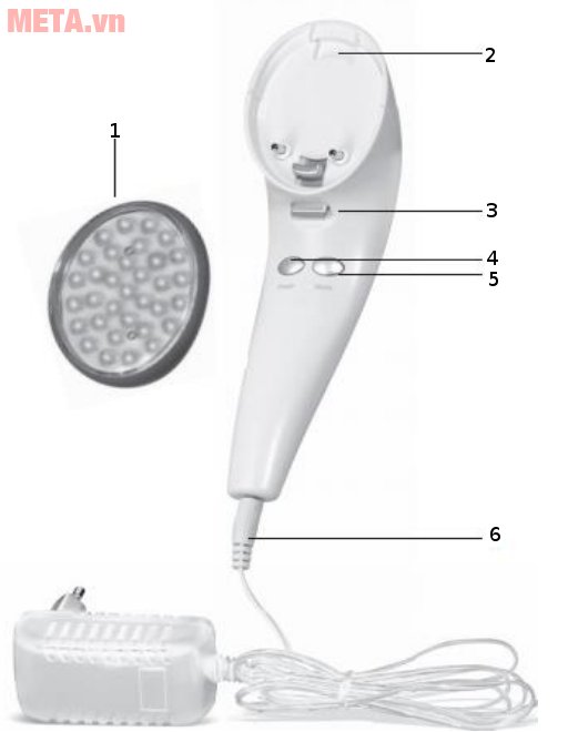Các bộ phận của máy massage mặt hồng ngoại Lanaform Beauty Light LA131307
