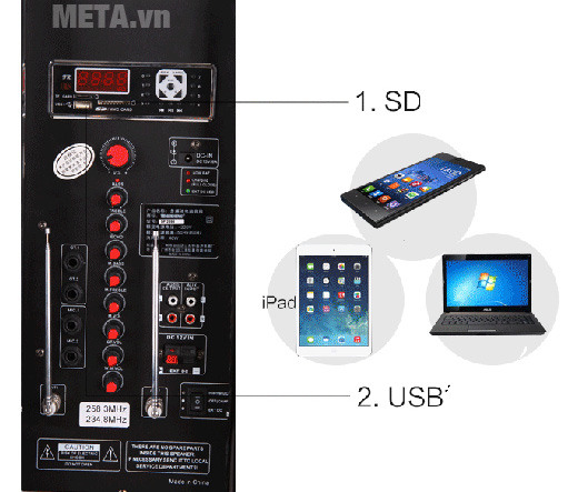 Loa có bảng công tắc ở phía thân sau rất tiện dụng