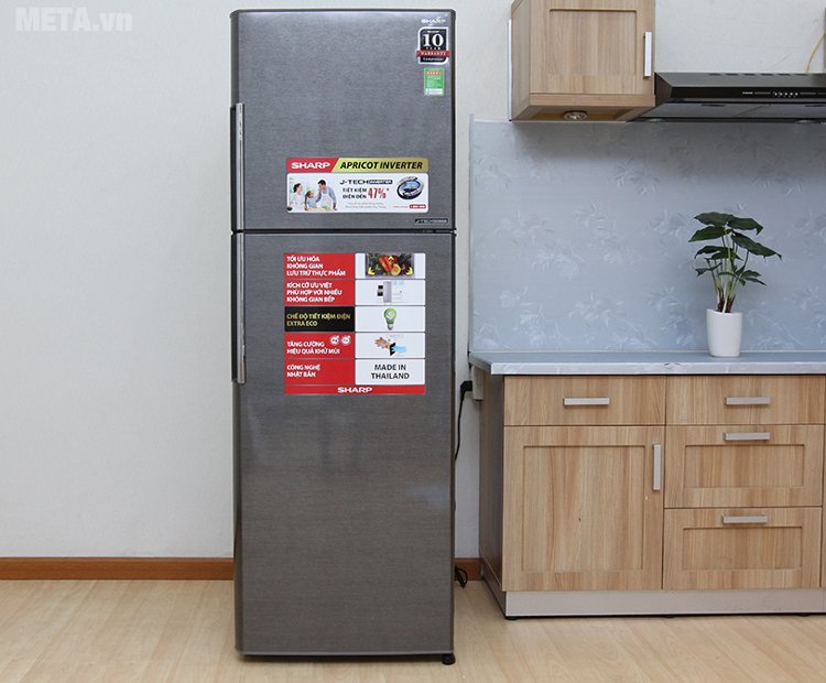 Tủ lạnh Sharp inverter SJ-X346E-DS màu bạc sẫm 