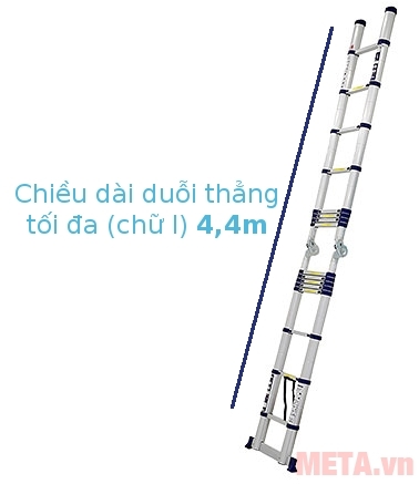 Thang nhôm rút gọn Nikawa NK-44AI duỗi thẳng gấp gọn có khóa chắc chắn