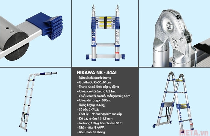 Thang nhôm rút gọn Nikawa NK-44AI