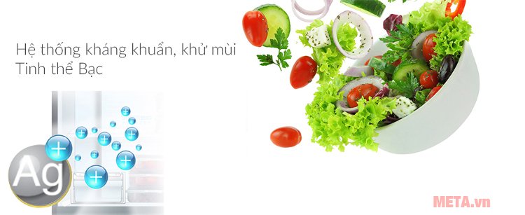 Hệ thống tinh thể bạc kháng khuẩn khử mùi của tủ lạnh Sharp SJ-198P-SSA 