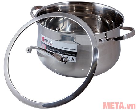 Bộ 3 nồi và quánh inox Elmich Ibiza 3 chiếc 2350124 có vung kính chịu lực 