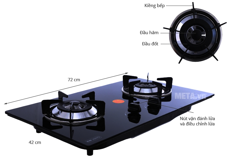 Bếp gas âm Kiwa KW-2607G bén lửa nhanh, tự động ngắt an toàn