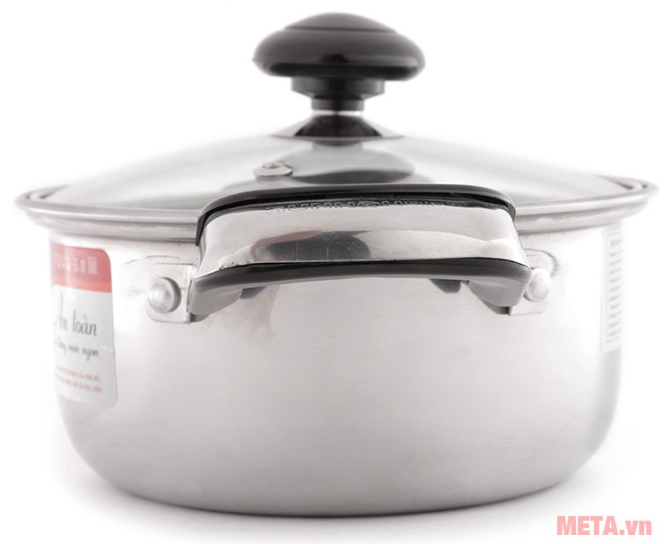Bộ nồi inox 1 đáy quai đệm SH365 có quai gắn đinh tán chắc chắn 