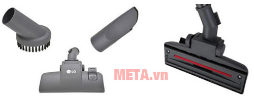 Máy hút bụi LG VC2316NNDR/ VC2316NNDPR có nhiều đầu hút phù hợp với nhiều điều kiện hút khác nhau