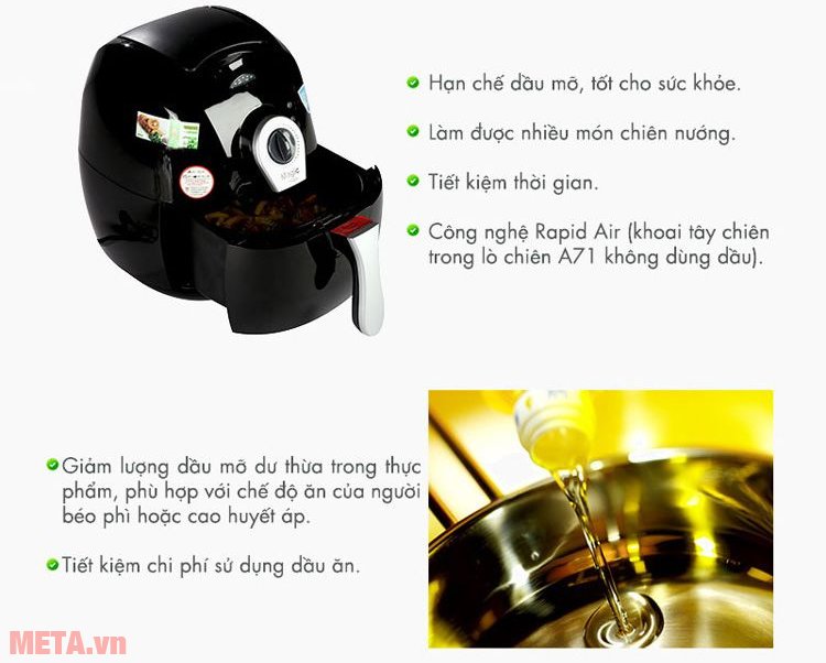 Nồi chiên nướng chân không Magic A71 sử dụng bộ lọc giảm tối đa khói Nồi chiên nướng chân không Magic A71 sử dụng bộ lọc giảm tối đa khói