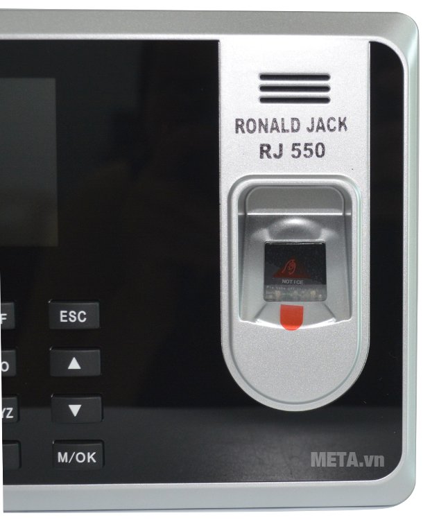 Vị trí bấm dấu vân tay của máy chấm công vân tay Ronald Jack RJ 550