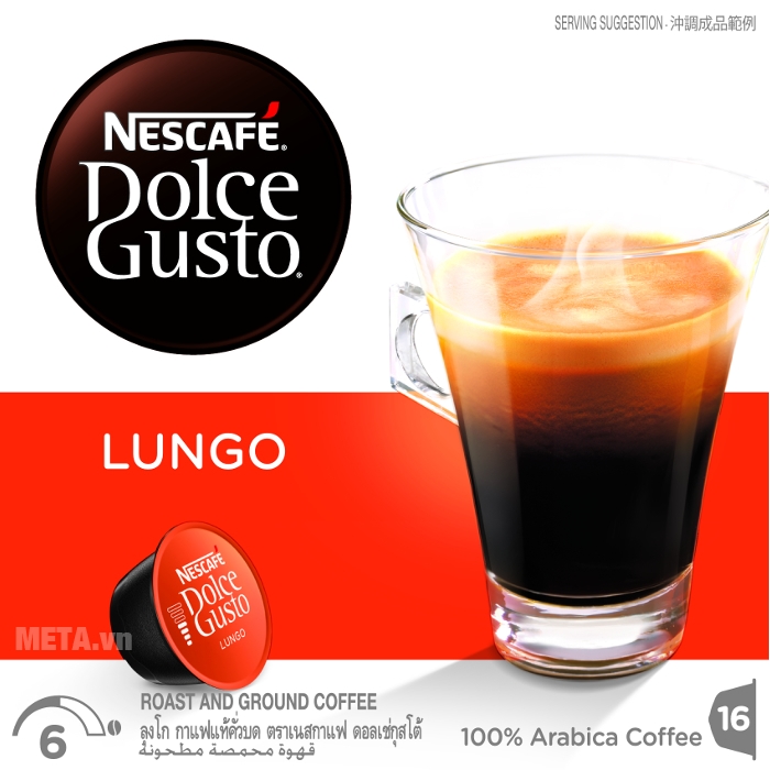 Hộp 16 viên nén cà phê capsule vị cà phê rang xay Nescafe Dolce Gusto – Lungo