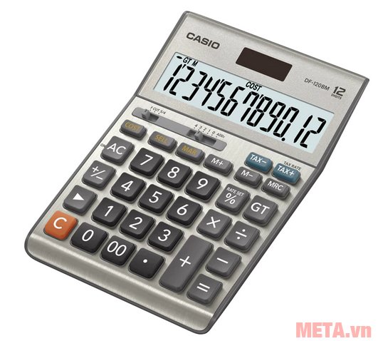 Máy tính Casio DF-120BM có chức năng tính tỷ lệ phần trăm, tính thuế và đổi tỷ giá