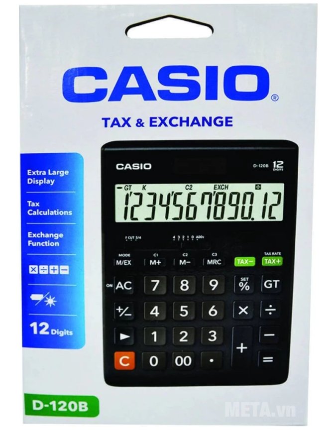 Mặt trước hộp đựng máy tính Casio D-120B  