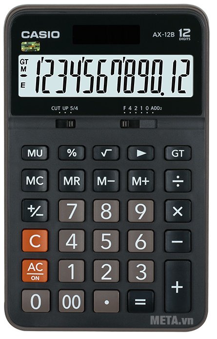 Máy tính bỏ túi Casio AX-12B có màn hình lớn dễ đọc kết quả 