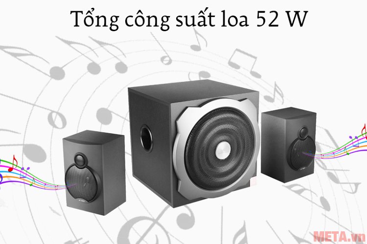 Loa Fenda A521 có tổng công suất loa 52W Loa Fenda A521 có tổng công suất loa 52W