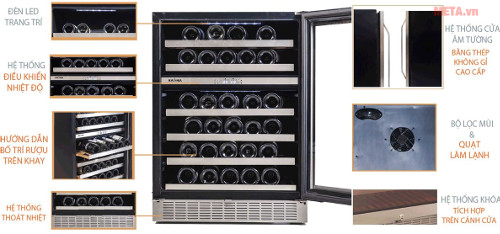 Chi tiết thiết kế tủ rượu Kadeka KA-45WR