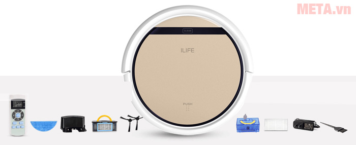 Robot hút bụi iLife V5S và các phụ kiện đi kèm