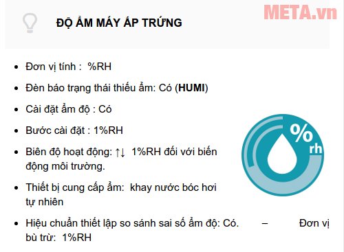 Máy ấp trứng Fuzzy VN LIN-50F với độ ẩm máy 