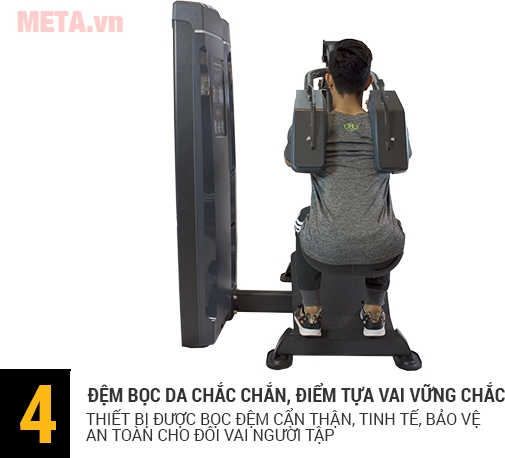 Tấm tựa lưng được đệm êm ái, bảo vệ an toàn cho người tập 