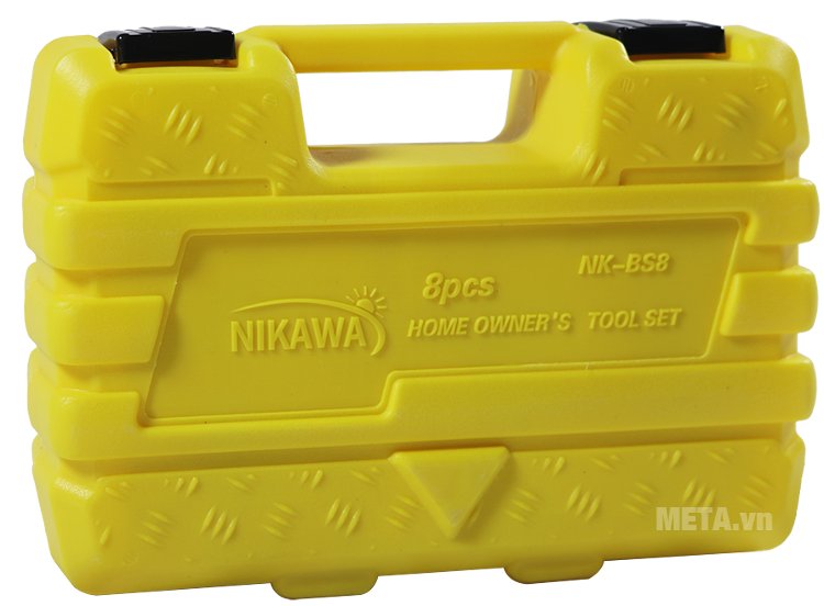 Bộ dụng cụ 8 món Nikawa NK-BS008 đi kèm hộp đựng nhựa với khóa chốt chắc chắn 