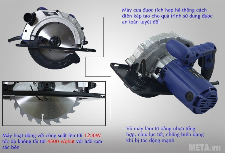 Máy cưa đĩa Nikawa NK-CS03 dùng mô tơ chổi than 