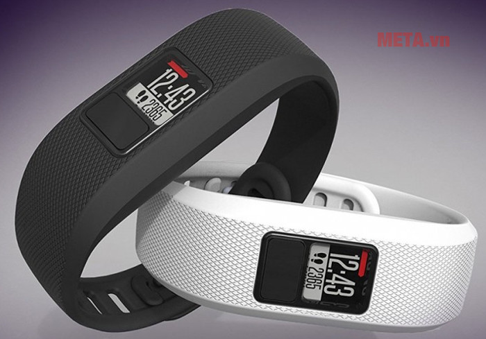 Vòng đeo tay theo dõi sức khỏe Garmin Vivofit 3 có hai màu trắng và đen Vòng đeo tay theo dõi sức khỏe Garmin Vivofit 3 có hai màu trắng và đen