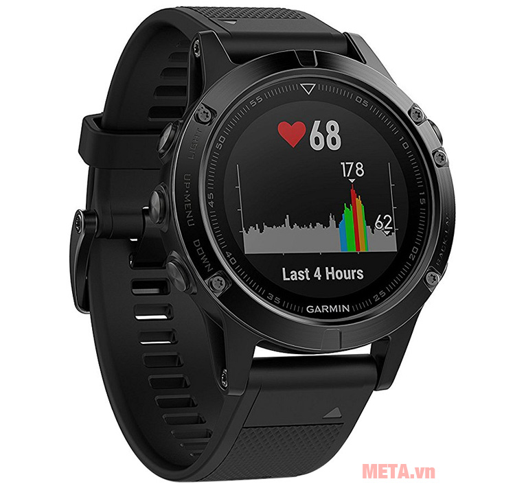 Vòng đeo tay Garmin Fenix 5 Sapphire Black có khả năng đo nhịp tim