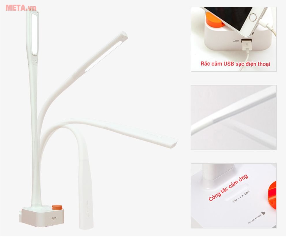 Đèn bàn Led Hàn Quốc Prism 1.555W có khớp xoay lò xo 