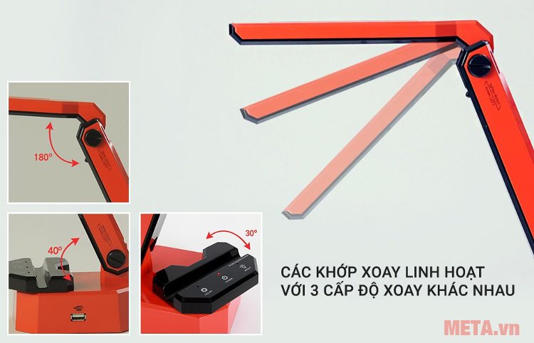 Đèn bàn Led Hàn Quốc đổi màu Prism M-08RD thiết kế các khớp xoay linh hoạt 