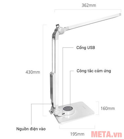 Cấu tạo của đèn bàn Led Hàn Quốc đổi màu Prism 5400CW 