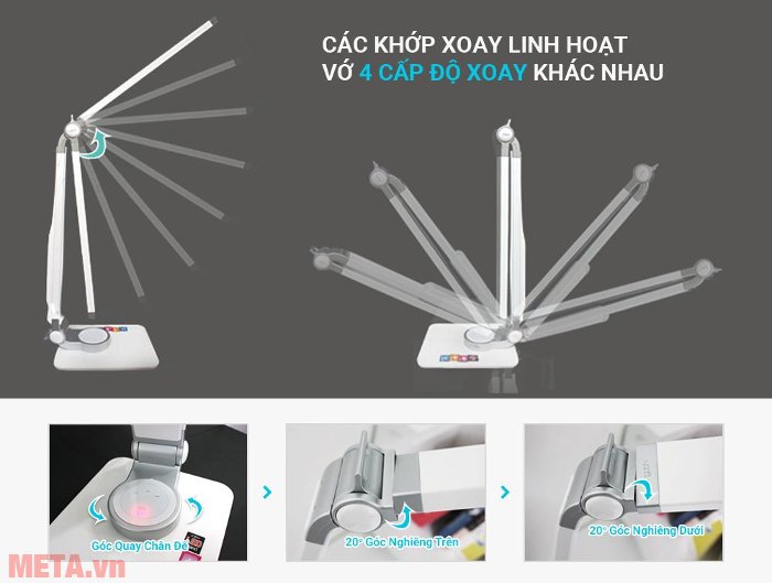 Đèn bàn Led Hàn Quốc đổi màu Prism 5400CW có các khớp xoay linh hoạt 