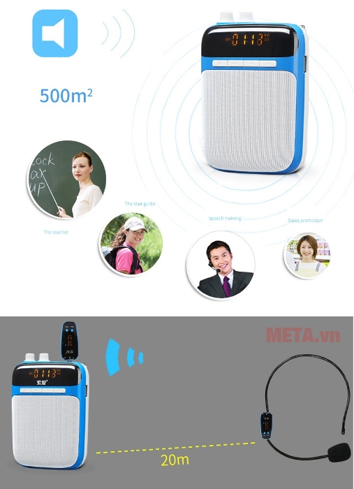 Máy trợ giảng Mega S518 phù hợp sử dụng trợ giảng cho phòng 500m2 