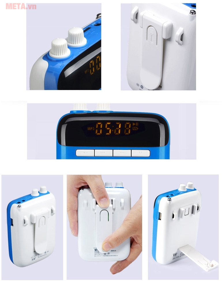 Quai gài tiện dụng vào dây lưng hoặc đeo máy bằng dây đeo kèm theo.