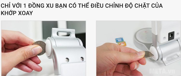 Dùng đồng xu điều chỉnh khớp xoay của đèn bàn Led Hàn Quốc Prism 4400W dễ dàng 