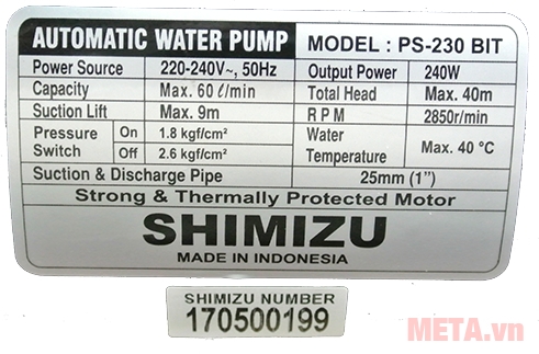 Máy bơm nước Shimizu PS-230 BIT