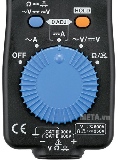 Ampe kìm AC/DC Hioki 3287 có nút màu vàng và màu xanh để chuyển đổi thang đo