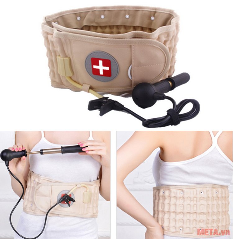 Đai hơi kéo giãn cột sống Lumbar Traction Belt CR-801 có bơm tay