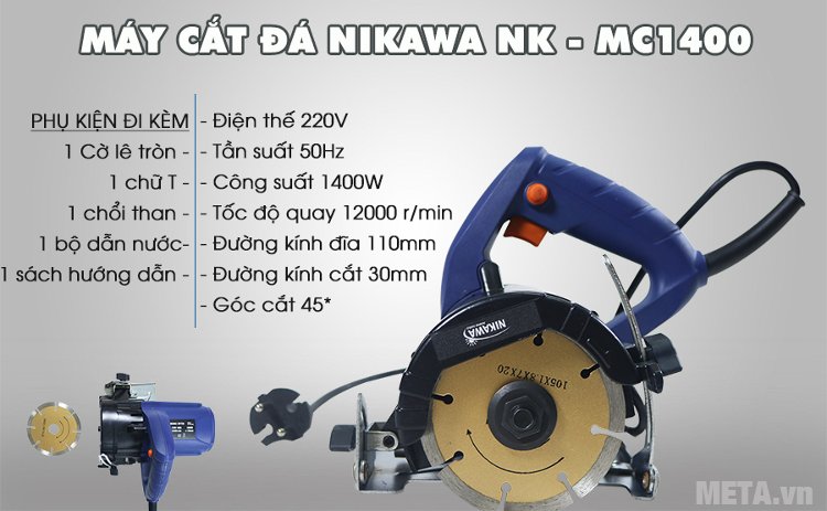Máy cắt gạch, đá đa năng Nikawa NK-MC1400 cắt được góc nghiêng và góc vuông
