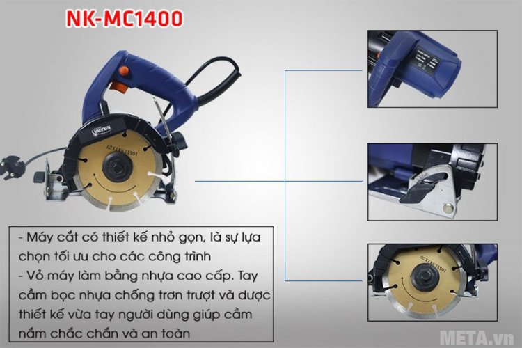 Máy cắt gạch, đá đa năng Nikawa NK-MC1400 sử dụng mô tơ chổi than 