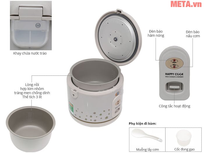 Thiết kế chi tiết nồi cơm điện Happy Cook HC-300 Thiết kế chi tiết nồi cơm điện Happy Cook HC-300