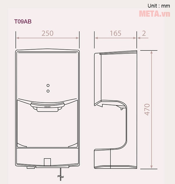 Kích thước nhỏ gọn phù hợp để lắp đặt trên tường 