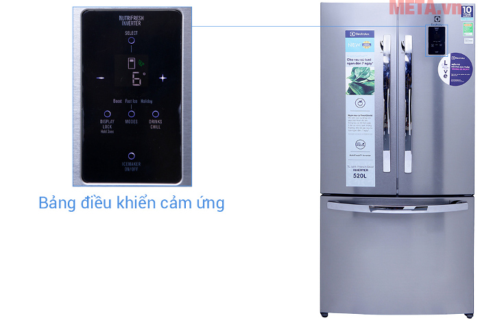 Tủ sử dụng bảng điều khiển điện tử, được thiết kế tiện lợi bên ngoài tủ lạnh