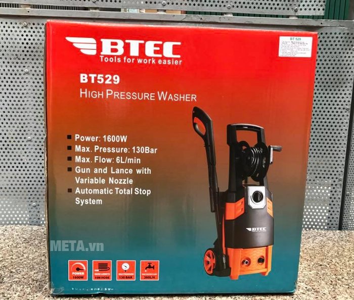 Máy xịt rửa áp lực cao Btec BT529 tiết kiệm nước Máy xịt rửa áp lực cao Btec BT529 tiết kiệm nước