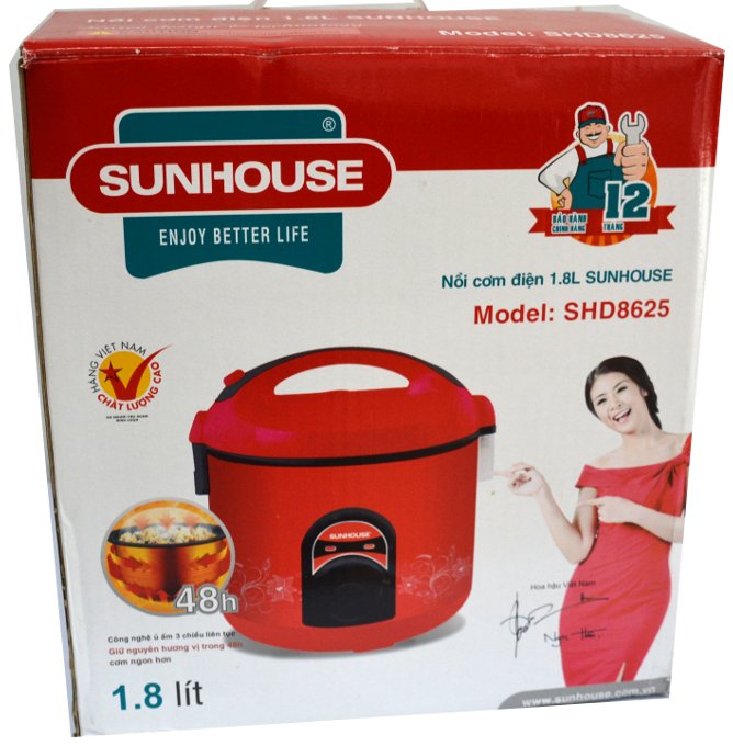 Vỏ hộp của nồi cơm điện 1,8 lít Sunhouse SHD8625