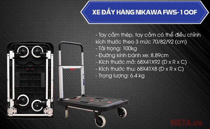 Xe đẩy hàng Nikawa FWS-100F có tải trọng 150kg